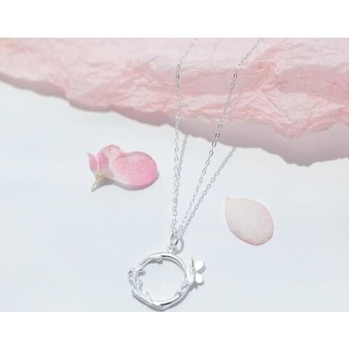 Flower Vine Butterfly Simple Creative Sweet Student Clavicle Chain Gift 925 Sterling Silver Temperament Female Necklace SNE120