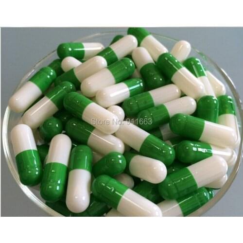 0# 10,000pcs,green-white colored empty gelatin capsules sizes//gelatine hollow capsules (joined or seperated capsule available!)