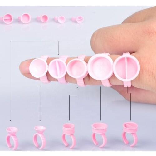 100pcs Eyelash Grafting Glue Ring Holder Eyelash Gum Tray Lash Storage Delay Dry Stand Strong Adhesive Holders Makeup Aid Tool