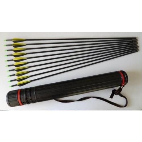 12pcs 33" Fiberglass Arrows Spine 500 +1 Arrow Quiver for Compound/Recurve Bow Hunting