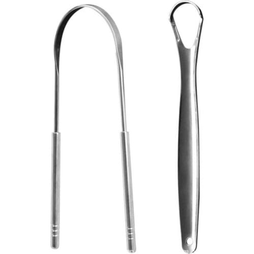 2pcs Stainless Steel Tongue Scraper Cleaner Fresh Breath Cleaning Coated TongueToothbrush Dental Oral Hygiene Care Tools