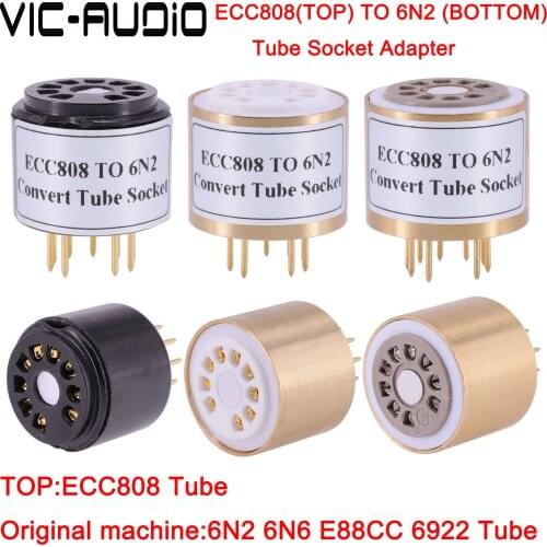 1PC ECC808(Top) TO 6N2(Bottom) 9Pins TO 9Pins Tube DIY Audio Vacuum Tube Adapter Socket Converter Free Shipping