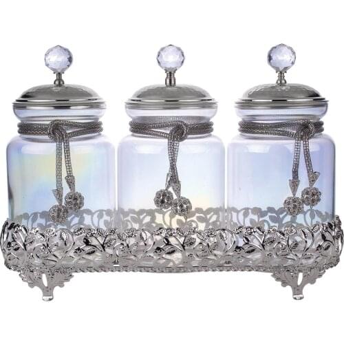 Jars for Spices Luxury For Sugar Salt Flour Pasta Rice Golden Silver Turkish Home Decor Arabic Oriental Eastern