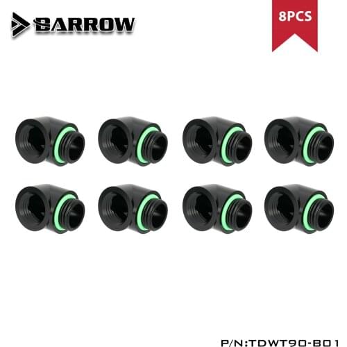 Barrow 8pcs G1/4 90 Degree Fittings Elbow , Water Cooling Adaptor, Watercooling Build Fittings Black White Silver TDWT90-B01