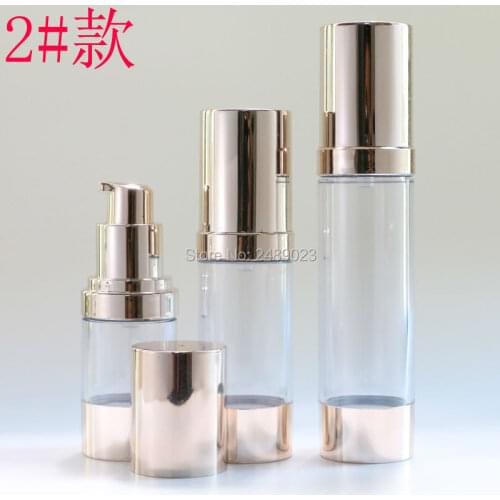 Pale Gold Airless Bottle Travel Cosmetic Jars Plastic Emulsion Refillable Bottles Empty Cosmetic Container 10pcs/lot 30ml 50ml