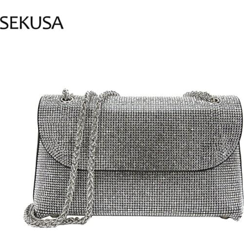 Shiny Rhinestones Evening Handbag Women 2021 Luxury Diamonds Shoulder Bag Ladies Dinner Party Clutch Purse Sac A Main Fashion