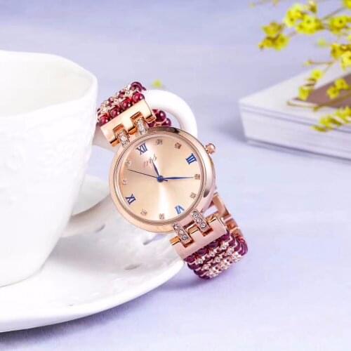 Natural garnet stone bracelet & 33mm watch DIY jewelry for woman waterproof watch for summer beach wholesale