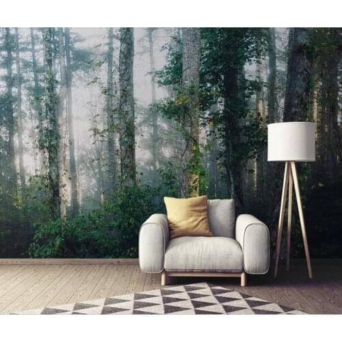 Paper murals on the background wall of the Nordic wind mist forest