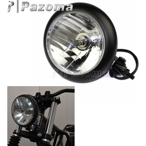 EMARK H4 12V Black Motorcycle Front Headlight Headlamp Lighting For Harley Bobbers Choppers Custom Cafe Racer
