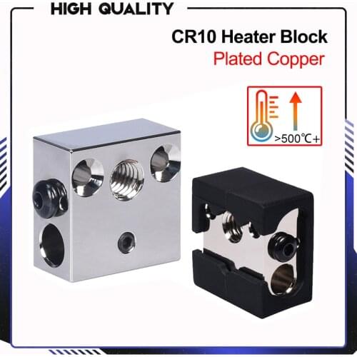 CR10 Heater Block Plated Copper Swiss CR 10 Hotend Heat Block For MK8 Silicone Socks Nozzle BMG Extruder Cr10s Ender3 Upgrade