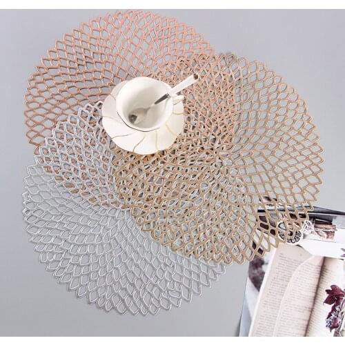 Tennis Flower Bronzing Hollow Placemat Kitchen Restaurant Pvc Table Mat Restaurant Dinning Table Decoration Kitchen
