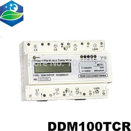 DDM100TCR3 Din rail Three phase meter monitor meter 1.5(6)A 3(6)A 5(20)A with RS485( Modbus) communication