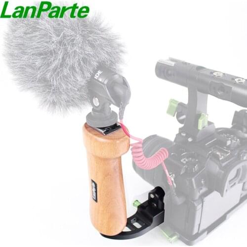 LanParte Wooden Single Handle Grip with Nato Rail for DSLR Camera Cage