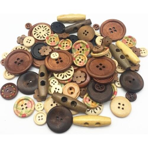 100g Wooden Buttons Mixed Random Craft Natural Brown Mix Button Scrapbook Sewing Cardmaking Embellishments