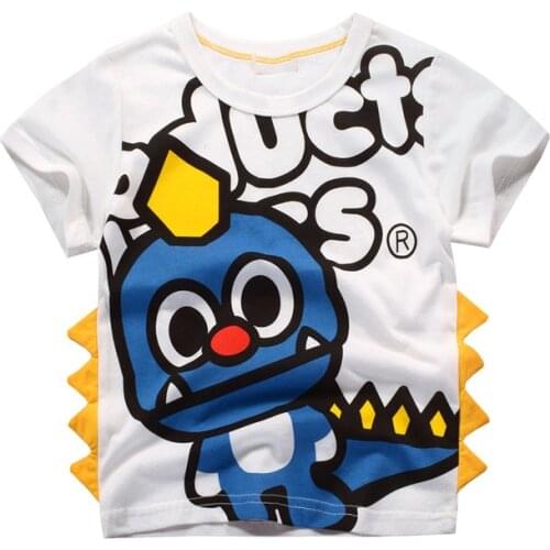 Bambino 2021 Summer Tee for Boys 2-7 Years Cartoon Dinosaur T Shirt of Children Top Clothes of School Kids 100% Cotton Clothing
