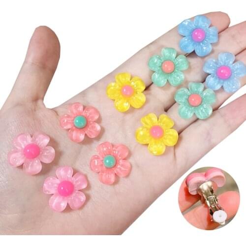 Clip On Earrings Kids Cute Flower Cartoon Fashion Ear No Piercing Ear Rings For Children Gift Jewelry Korean Ear Clip For Girls