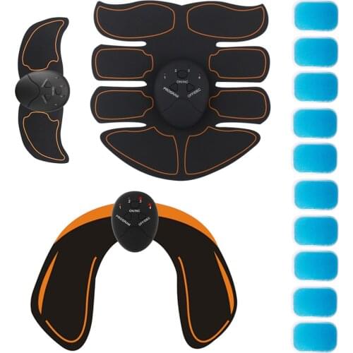 Electric Muscle Stimulator Train Set PU Leather Surface 15 Modes Buttock Patches Abdominal Muscle Massage Sticks