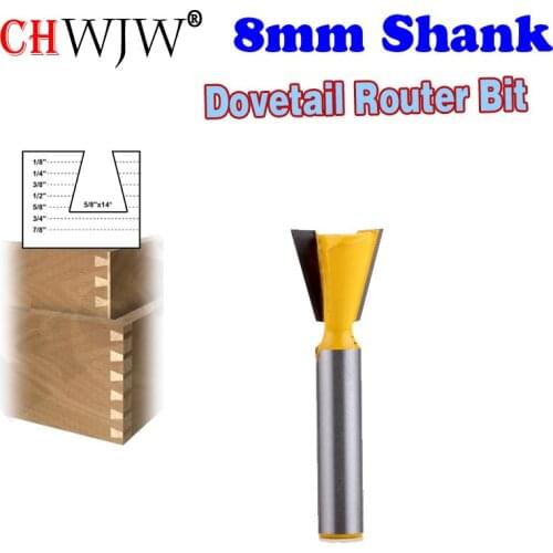 1pc 8mm Shank High Quality Industrial Grade Wood Cutter Dovetail Router Bits for wood Tungsten Engraving Tool Milling Cutter