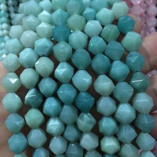 Faceted natural amazonite stone beads natural gemstone beads DIY spacer beads for jewelry making strand 15" wholesale