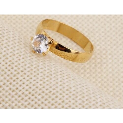 2pcs Fashion Halo Finger Band Gold Ring for Women White Crystal CZ Engagement Jewelry Band RingCustom Accessories