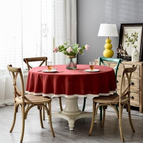 Tassel Round Table Cloth Round Tablecloth For Wedding Party Solid Color Dustproof Table Covers Home Textile Desk Cloth