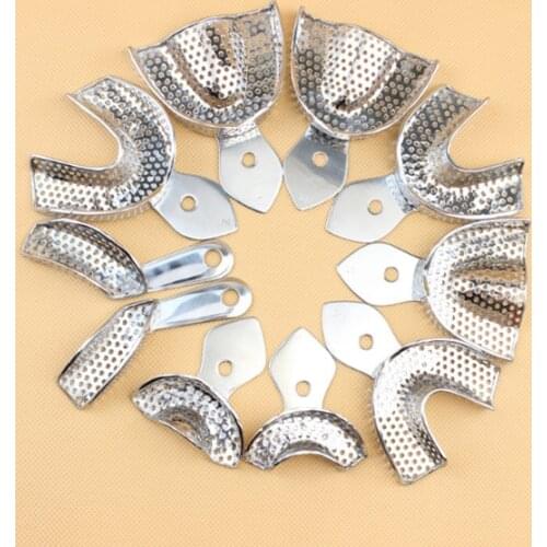 10pcs/set Dental Impression Tray Stainless Steel Teeth Trays Autoclavable Denture Instrument Trays Dentist Tools