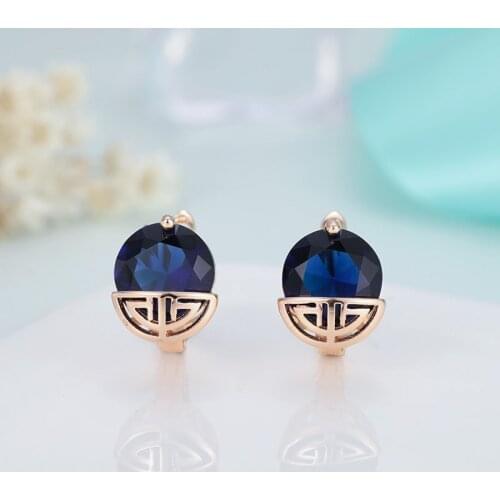 Small Classic Hollow Design Cubic Zirconia Round Stud Earrings for Women Red Blue Black Crystal Earrings Jewelry Party Gift