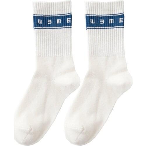 Unisex Fashion Hip Hop Letter Socks for Women Casual Cotton Socks White Harajuku Skateboard Style Girl Socks Calcetines Hombre