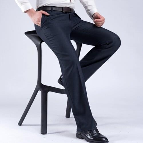 Thick Warm Winter Dress Pants Men Straight Classic Business Office Formal Suit Trousers Men Black Size 29-40 42 44