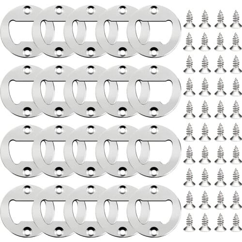 50 Set Bottle Opener Insert,Stainless Steel Round DIY Bottle Opener Hardware Kit Hardware Parts Supply With Screws
