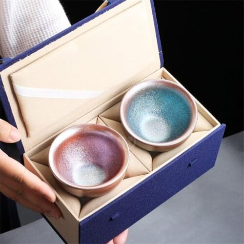Handmade Master Ceramic Cup Tea Set Oil Drop Partridge Pair Cup Large Ceramic Individual Cup Gift Box Tea Accessories Drinkware