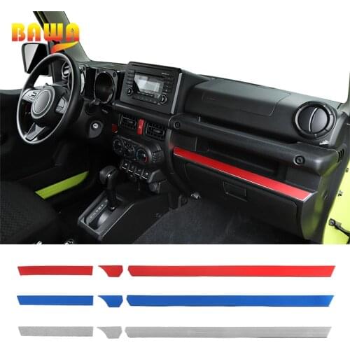 BAWA Auto Interior Stickers Car Central Console Decoration Strips Trim Sticker Aluminum alloy Accessories For Suzuki Jimny 2019