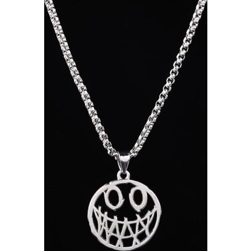 2021 New Stainless Steel Smiley Face Pendant Chain Fashion Hip Hop Rock Men Demon Necklace Luxury Couple Exquisite Jewelry Gift