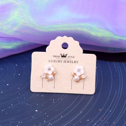 Newly 5x4.5cm Cute Ear Studs Display Packaging Cards 100pcs/lot Irregular Flower Head Beige Paper Cards Luxury Jewelry Display