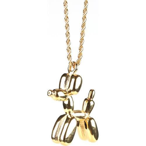 Stainless Steel Poodle Balloon Dog Animal Charm Necklace Balloon Puppy Dog Pendant Necklace for Women Girls Teens Girlfriends