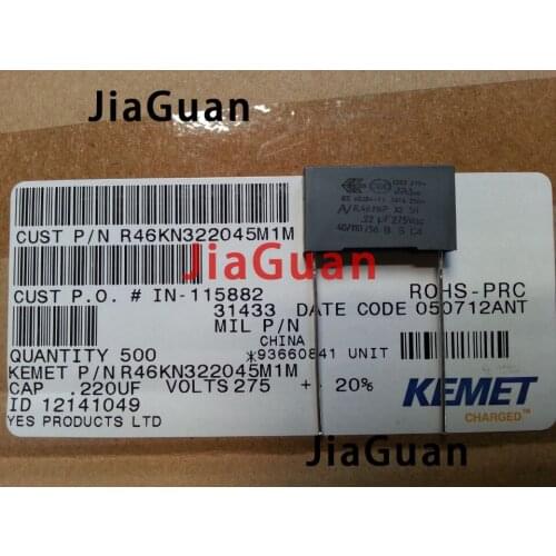 10pcs NEW AV R46 0.22UF 275V 224/275VAC MKP X2 P22.5MM Film capacitor KEMET 224 275VAC R46KN322045M1M