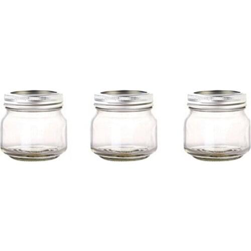 Clear Glass Jar Household Miscellaneous Grain Cans Preserving Canning Regular Mouth For Food Storage Silver Metal Airtight Lids