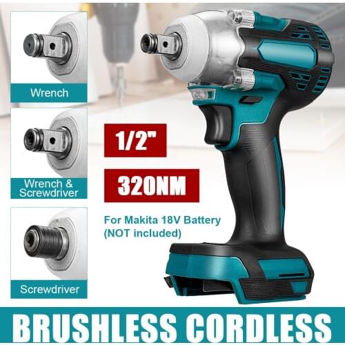 Drillpro Brushless Cordless Electric Impact Wrench Torque Electric Screwdriver 1/2 inch Rechargeable for Makita 18V Battery