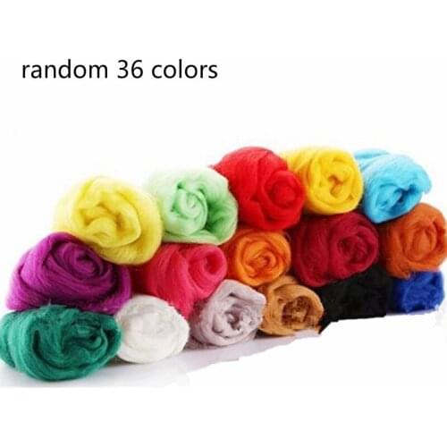 Mixed 36 colors of Merino wool felt tops Soft woolen wool fibers for needle punching and wet felting DIY doll needlework
