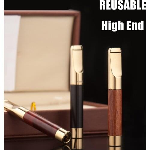 High-grade Reusable Filter Cigarette Holder Handheld Washable Metal Mouthpiece Wood Sleeve Fashion Successful Man Smoking Supply