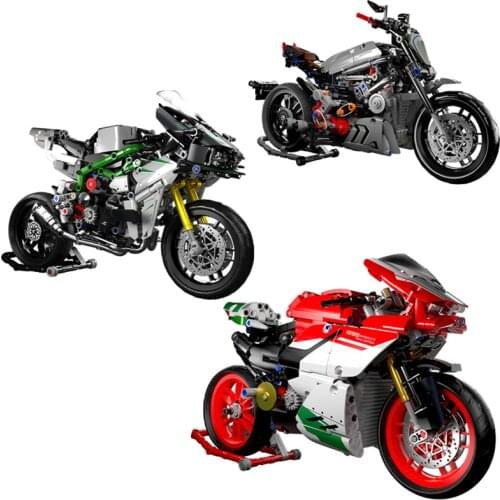 High-tech Ideas Creator Famous Rcing Motorcycle Model Building Blocks Assembly Kit Bricks DIY Kids Toys For Children Boys Gifts