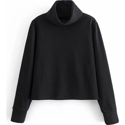 ZA New Casual Simple Style Hoodies Women 2020 Loose High Collar Hoodies Sweatshirt Female Solid color Sports Pullover