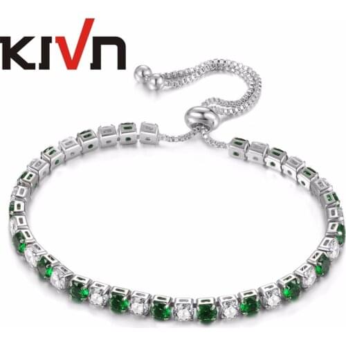 KIVN Jewelry 4mm CZ Cubic Zirconia Adjustable Women Girls Tennis Wedding Bridal Bracelets Birthday Gifts 10pcs Lots Wholesale