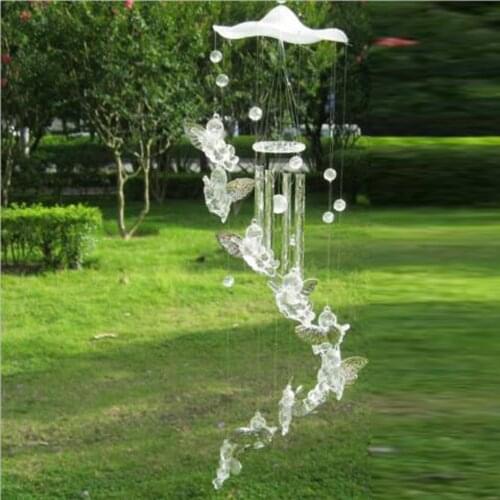 1pcs Creative Handmade Guardian Angel Wind Chimes Metal Aluminum Tubes Wind Bells Home Garden Casement Decoration Pendants Gifts