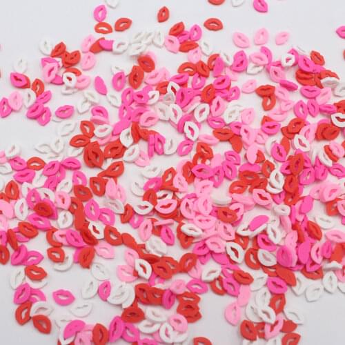 100g/Lot Sexy Red Lip Slices Polymer Clay Assorted lip Sprinkles for DIY Crafts Filling Accessories
