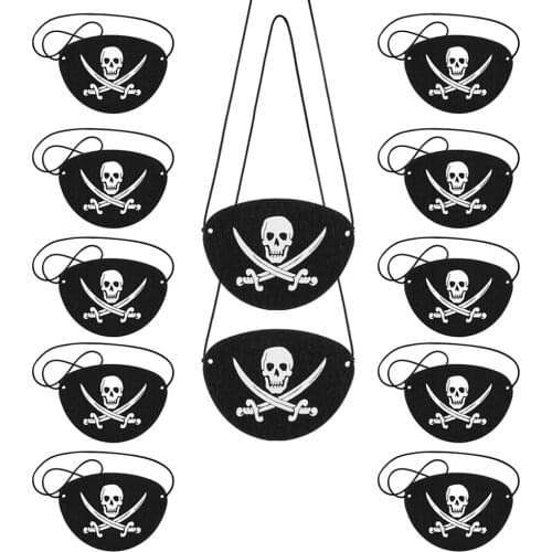 12Pcs Pirate Eye Patches Felt One Eye Skeleton Captain Eye Patches For Halloween Christmas Pirate Theme Party Decorations
