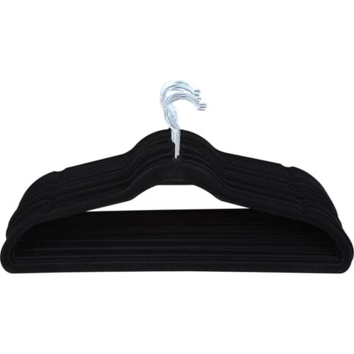20pcs Non-Slip Flocked Velvet Hangers Clothes Hangers Shirts Sweaters Dress Hanger Hook Drying Rack Black