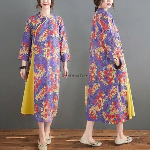 2021 chinese traditional cheongsam dress cheongsam traditional chinese retro qipao elegant party dance costume oriental dress