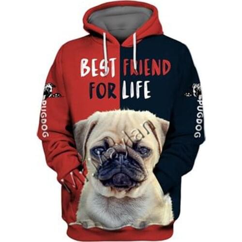 2021 Fashion Animal Pug 3D Printed Hoodie Men Women Ropa Casual Pet Dog Designs Hooded Oversized Hooded Coat Drop Shipping QW-19