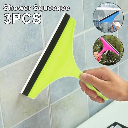 3pcs Glass Cleaning Tool Silicone Window Squeegee Scraper Cleaner Bathroom Mirror Wiper Scraper Car Glass Home Cleaning Tools